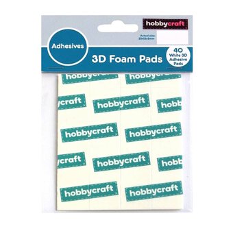 White Adhesive Foam Pads 25mm x 12mm x 2mm 40 Pieces