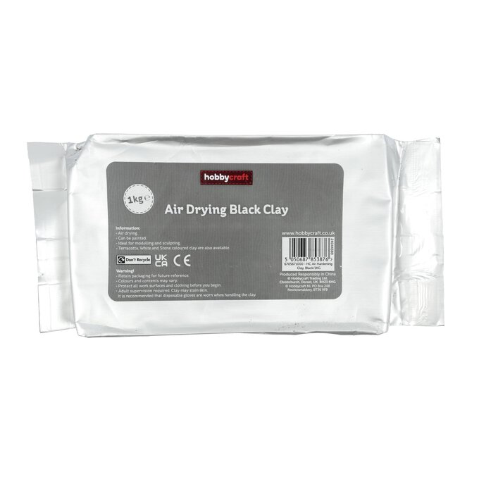 Black Air Drying Clay 1kg image number 1