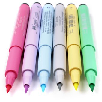 Faber-Castell Pitt Artist Pen Set - Pastel Colors, Set of 6
