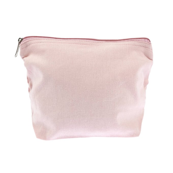 Pale Pink Cotton Zip Pouch 24cm x 17cm  image number 1