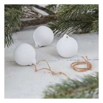 Mini Ceramic Baubles with Jute 3 Pack