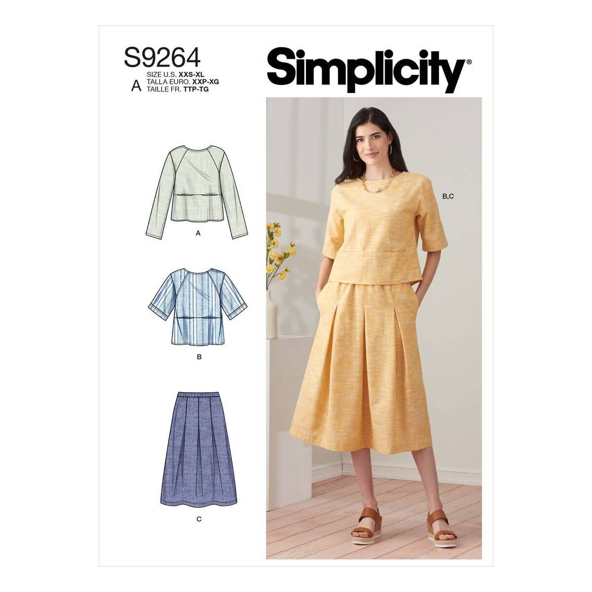 Simplicity Top and Skirt Sewing Pattern S9264 (XXS-XL) | Hobbycraft