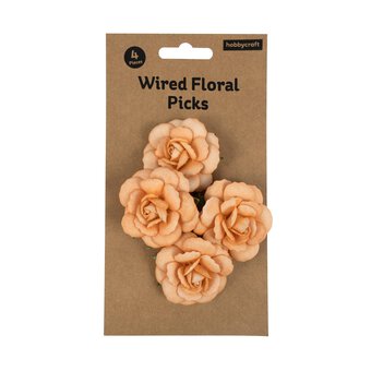 Champagne Clara Flower Wired Floral Picks 4 Pieces image number 5