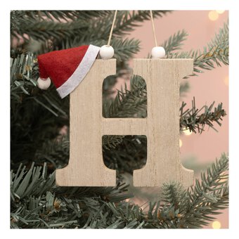 Hanging Wooden Christmas Letter H 9cm