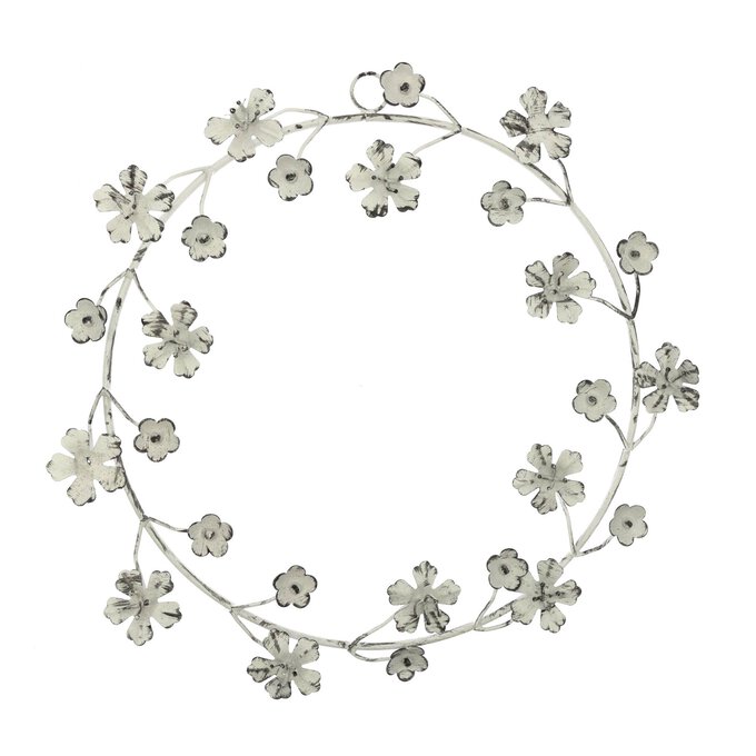 White Flower Hanging Wreath 30cm  image number 1