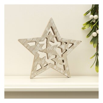 Wooden Standing Star 18cm 