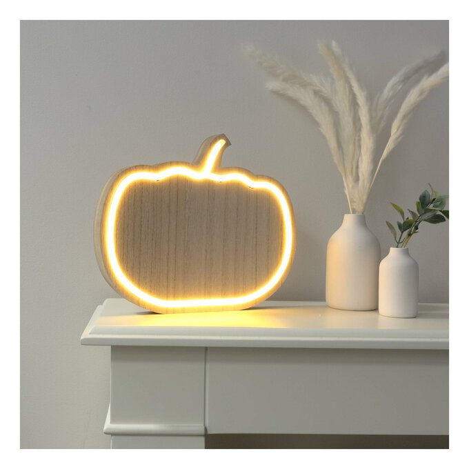 LED Wooden Pumpkin 26cm image number 1