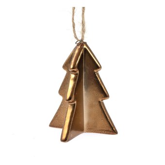 Gold Ceramic Hanging Tree Decoration 6.5cm 