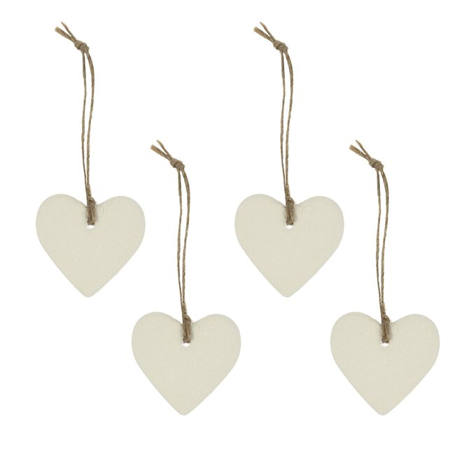 Hanging Ceramic Hearts 4cm 4 Pack image number 1