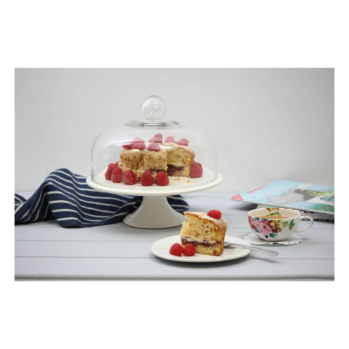 Ceramic Cake Stand and Glass Dome Lid 10 Inches | Hobbycraft