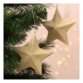 Mache Hanging Star Decorations 10cm 2 Pack