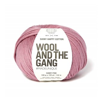 Wool and the Gang Candy Pink Shiny Happy Cotton 100g