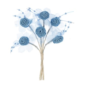 Blue Pearl Rose Wired Floral Picks 6 Pieces