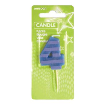 Amscan Candle Number 4 with Dots and Stripes 7.6cm