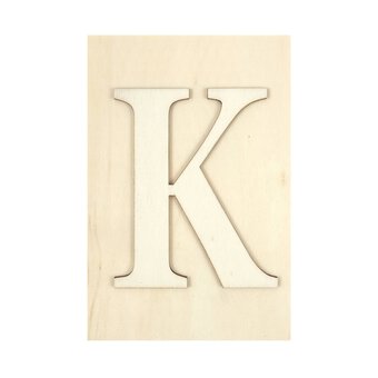 Wooden Letter K Plaque 10cm x 15cm