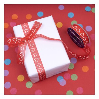 Red Curly Hearts Ribbon 15mm x 3.5m image number 5