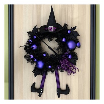 Purple and Black Halloween Witch Wreath 60cm image number 4