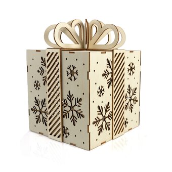 3D Wooden Box with Bow 18cm