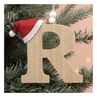 Hanging Wooden Christmas Letter R 9cm