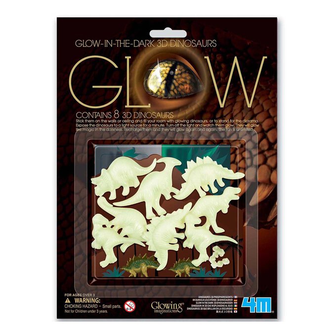 Glow-in-the-Dark 3D Dinosaurs 8 Pack | Hobbycraft