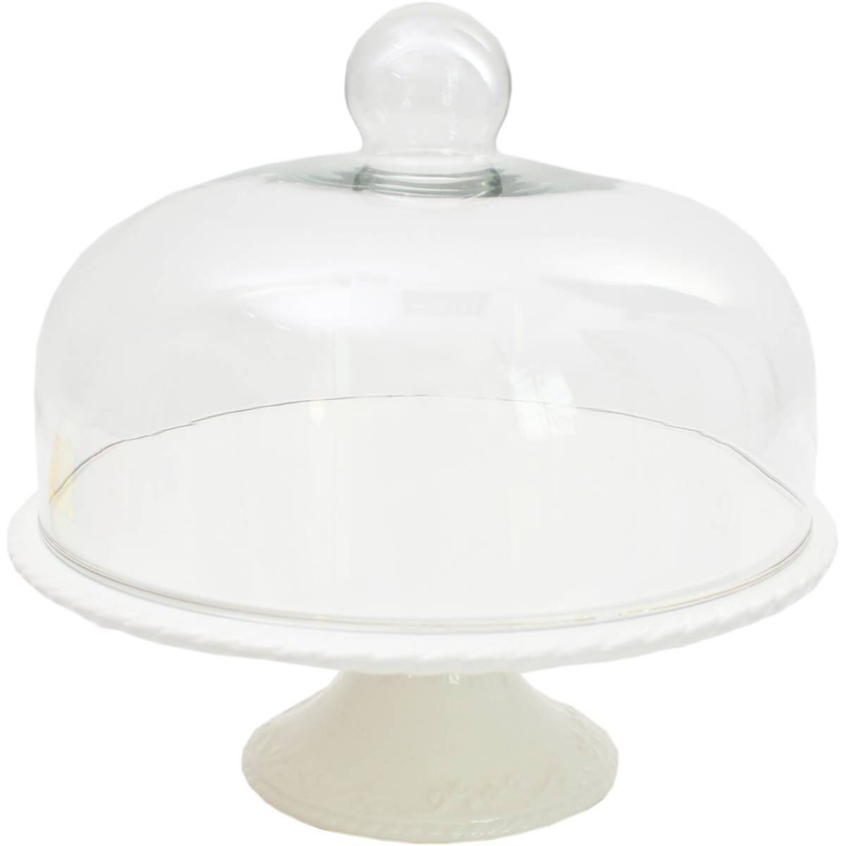 Medium Display Cake Stand With Glass Dome Cover / Tall 33 cm