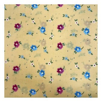 Mustard Spring Flower Polycotton Fabric by the Metre