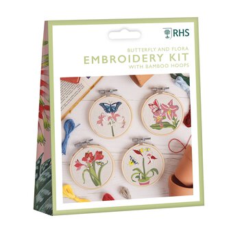 RHS Butterfly and Floral Mini Embroidery Kit 4 Pack 