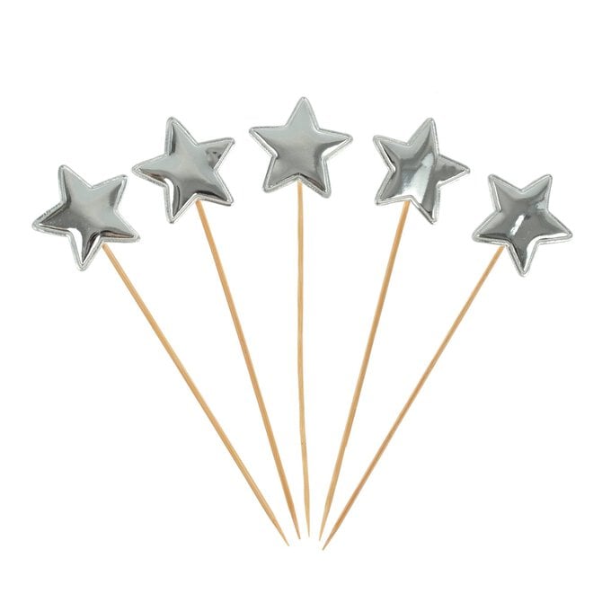 Metallic Star Cupcake Toppers 5 Pack image number 1