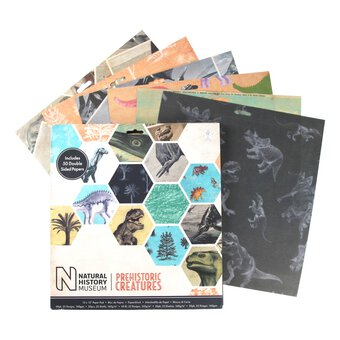 Natural History Museum Prehistoric Creatures Paper Pad 12 x 12 Inches 50 Pack