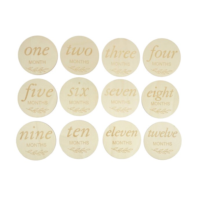 Wooden Baby Milestone Plaques 12 Pack  image number 1