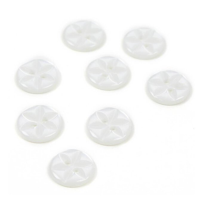 Hemline White Basic Star Button 8 Pack | Hobbycraft