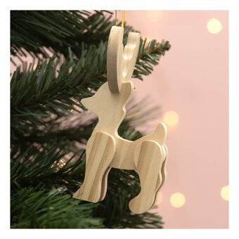 Hanging Wooden 3D Reindeer Decoration 11cm