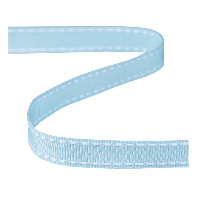 Baby Blue Grosgrain Running Stitch Ribbon 9mm x 5m image number 1