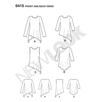 New Look Women's Knit Tunics Sewing Pattern 6415 | Hobbycraft