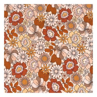 Orange Flower Child Cotton Spandex Jersey Fabric by the Metre