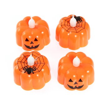 Orange Pumpkin LED Tealights 4 Pack image number 2