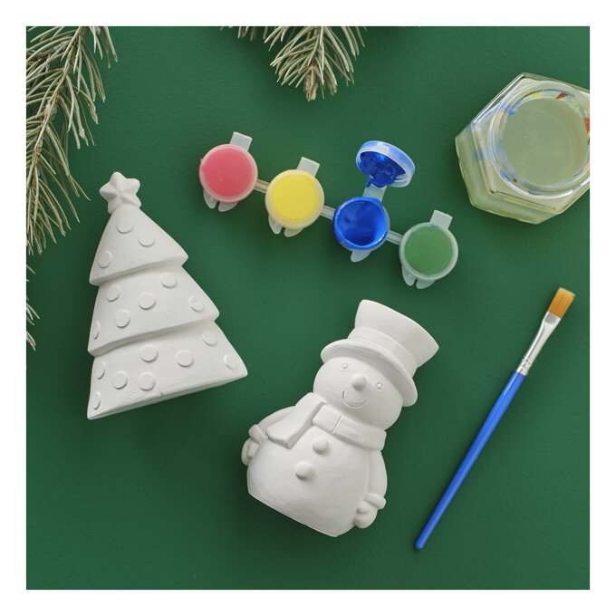 Paint Your Own Snowman and Tree Decorations Kit image number 1