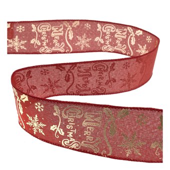 Merry Christmas Wire Edge Ribbon 63mm x 3m image number 2