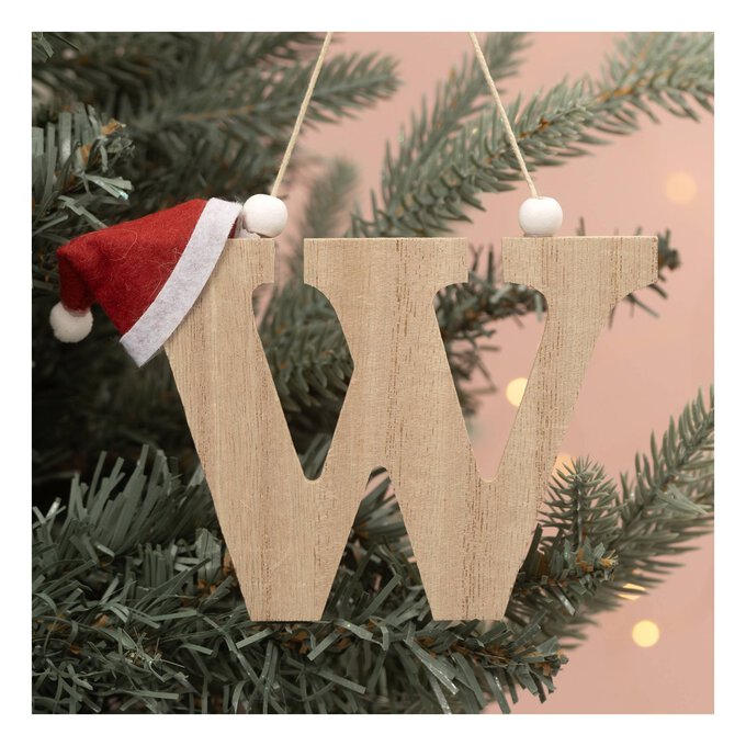 Hanging Wooden Christmas Letter W 9cm image number 1