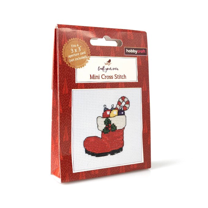 Santa Boot Mini Cross Stitch Kit image number 1