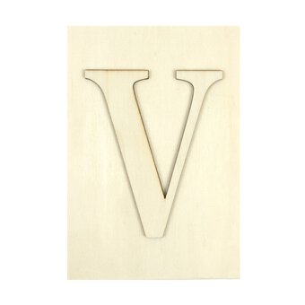 Wooden Letter V Plaque 10cm x 15cm