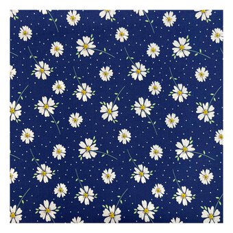 Navy Daisy Spot Polycotton Fabric by the Metre