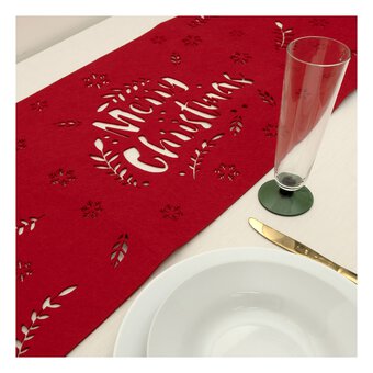 Red Merry Christmas Felt Table Runner 120cm x 40cm image number 3