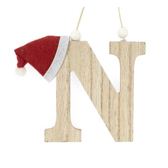 Hanging Wooden Christmas Letter N 9cm image number 3