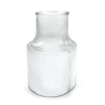 Clear Ribbed Glass Vase 18cm x 12cm