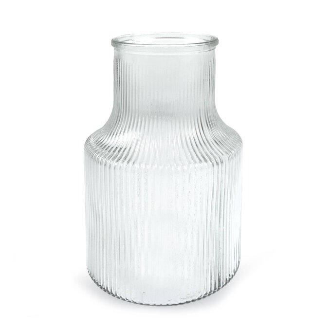 Clear Ribbed Glass Vase 18cm x 12cm image number 1