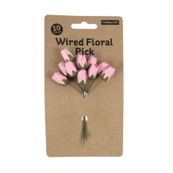 Mini Pink Rose Wired Floral Picks 10 Pack  image number 5