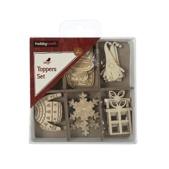 Natural Holly Jolly Wooden Embellishments 24 Pack image number 6