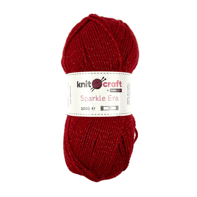 Knitcraft Red Sparkle Era DK Yarn 100g image number 1