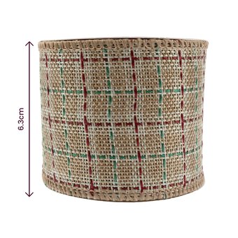 Jute Tartan Wire Edge Ribbon 63mm x 3m image number 3